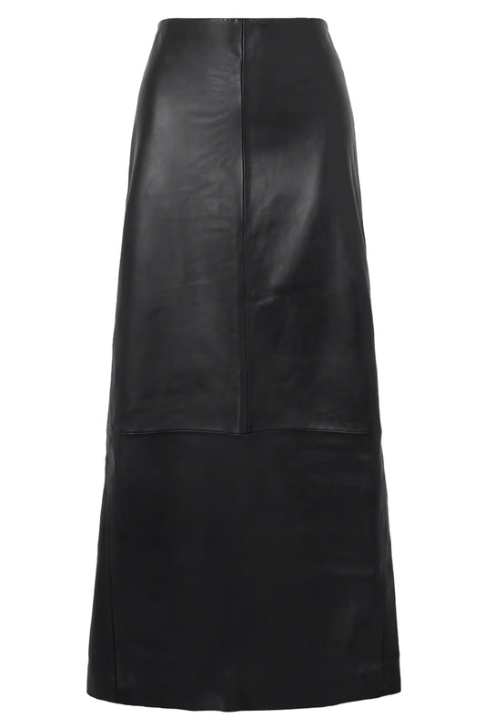 Paneled Leather Maxi Skirt