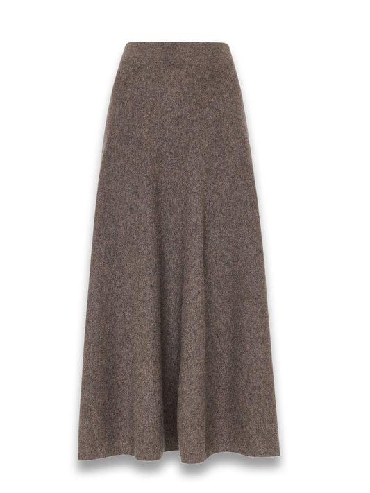 Taupe Knitted Midi Skirt