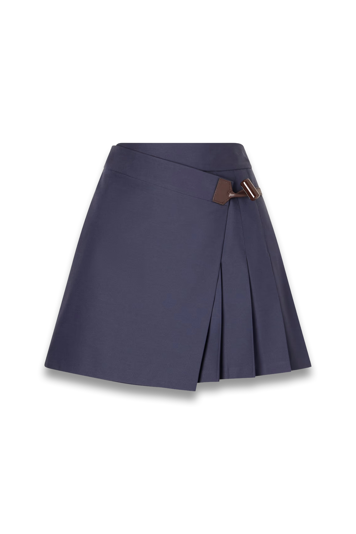 Pleated Leather-trimmed Cotton-blend Mini Skirt
