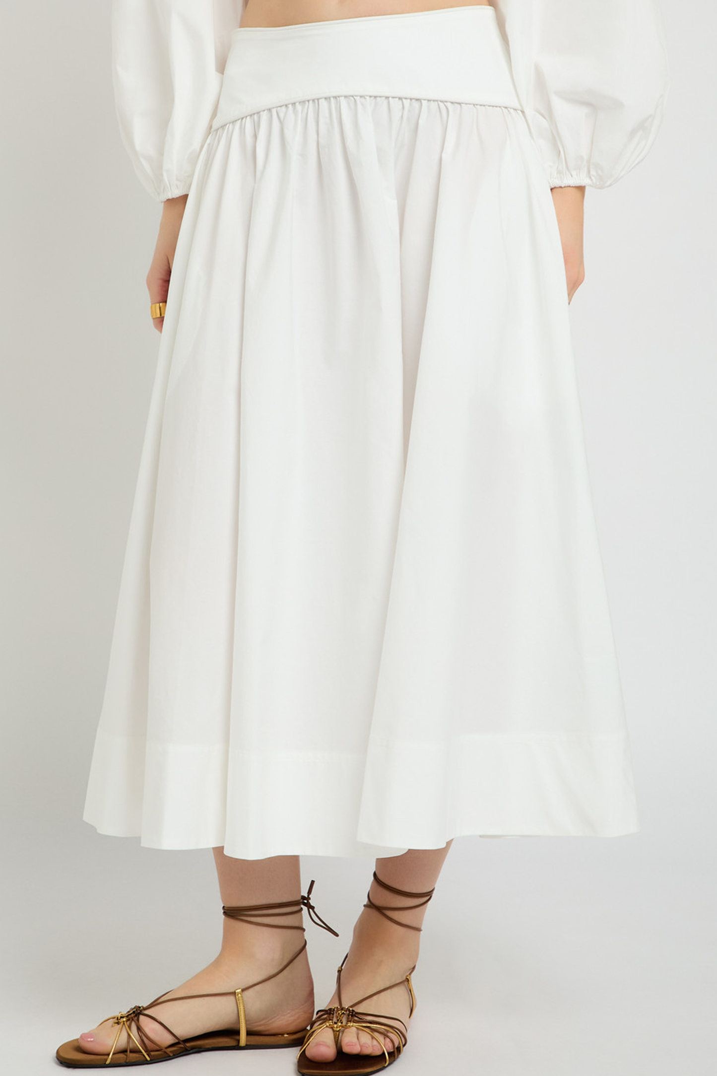 Gathered Cotton-poplin Midi Skirt
