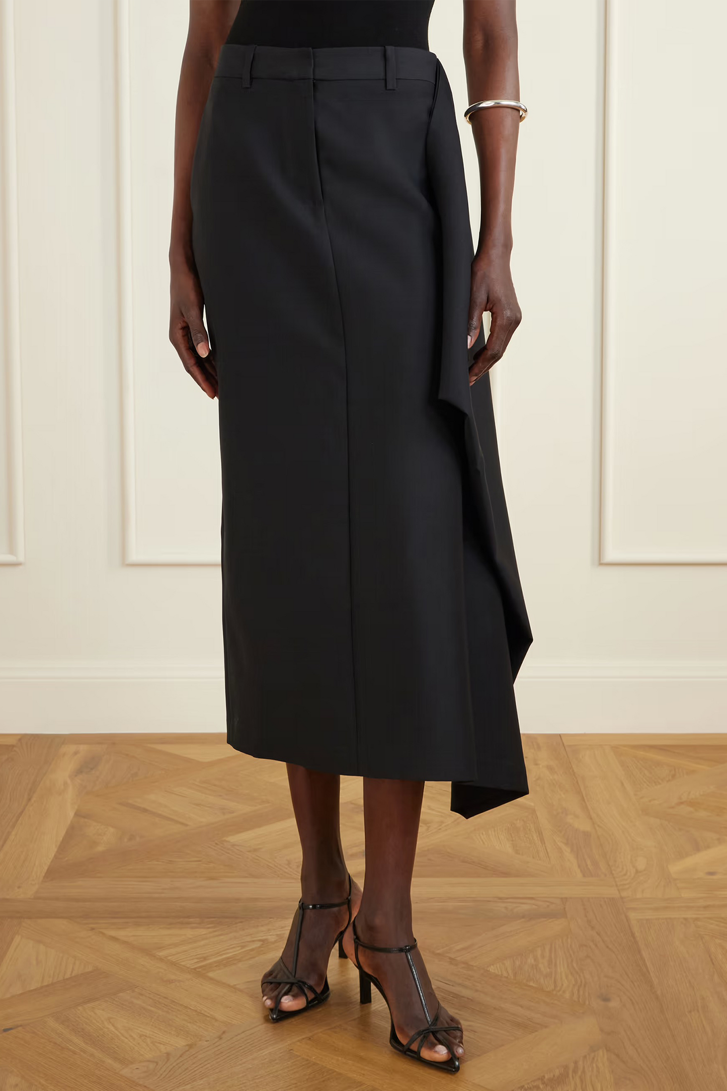 Augusta Wool and Silk-blend Faille Midi Skirt