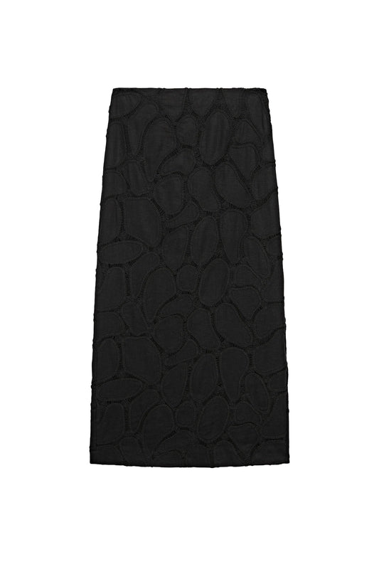 Straight Midi Skirt With Embroidered Detail