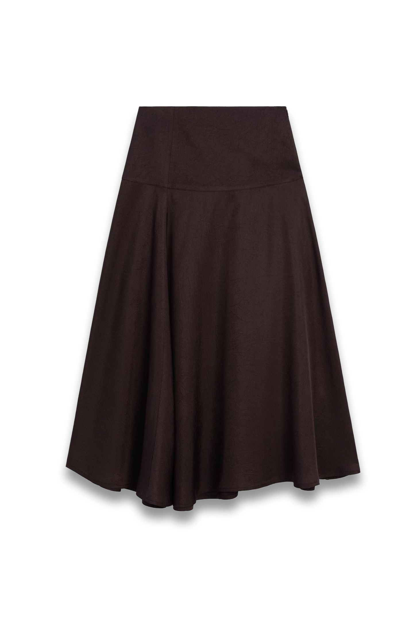 Satin Midi Skirt With Yoke Detail