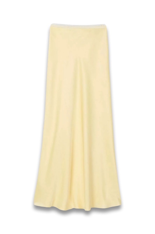 Logo Lace-Waistband Floaty-Hem Satin Midi Skirt