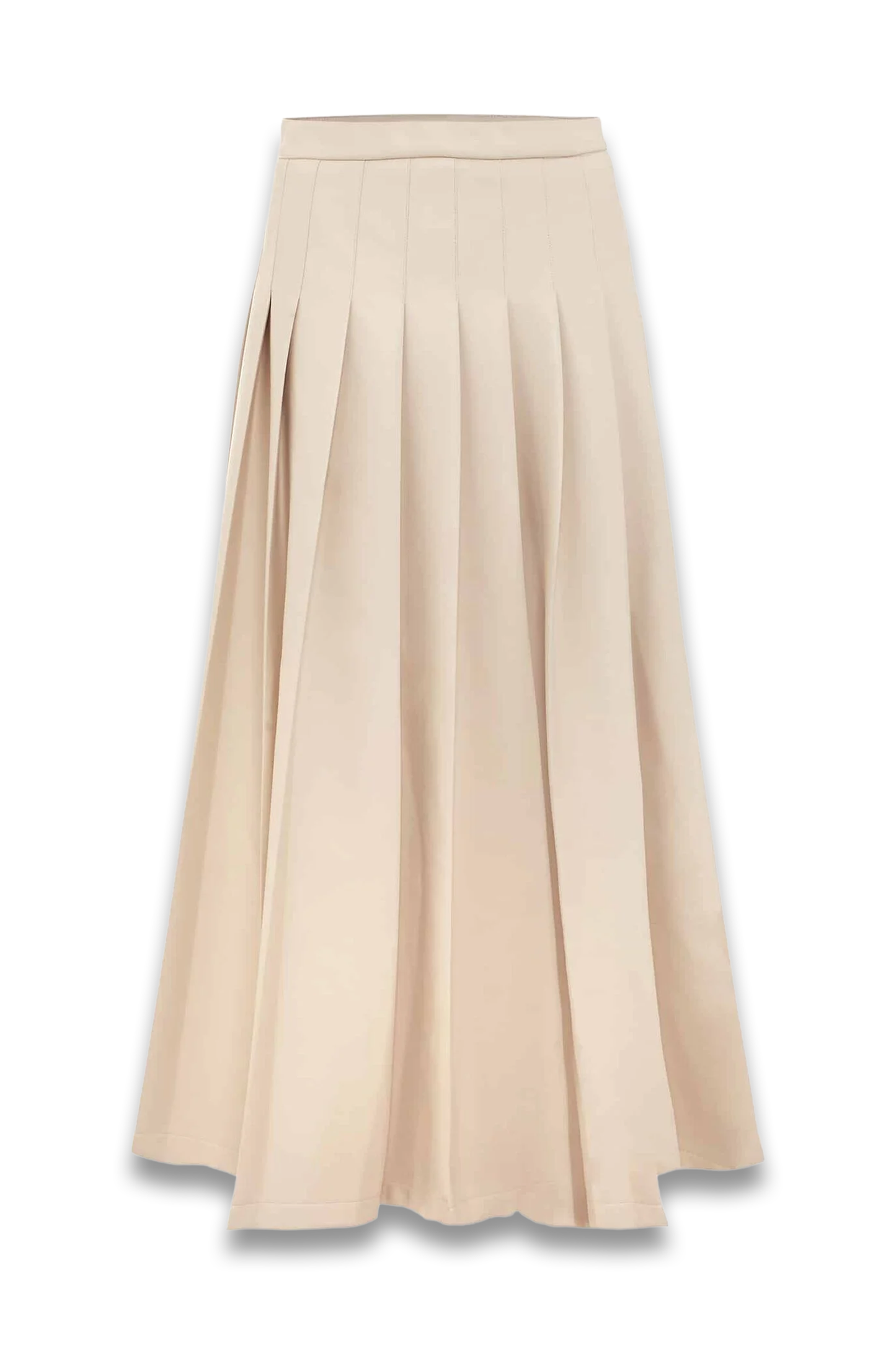 Susie Cream Pu Pleated Midi Skirt
