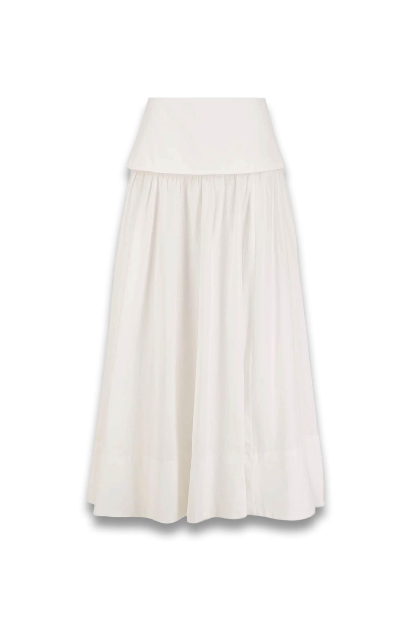 Claire White Cotton Midi Skirt