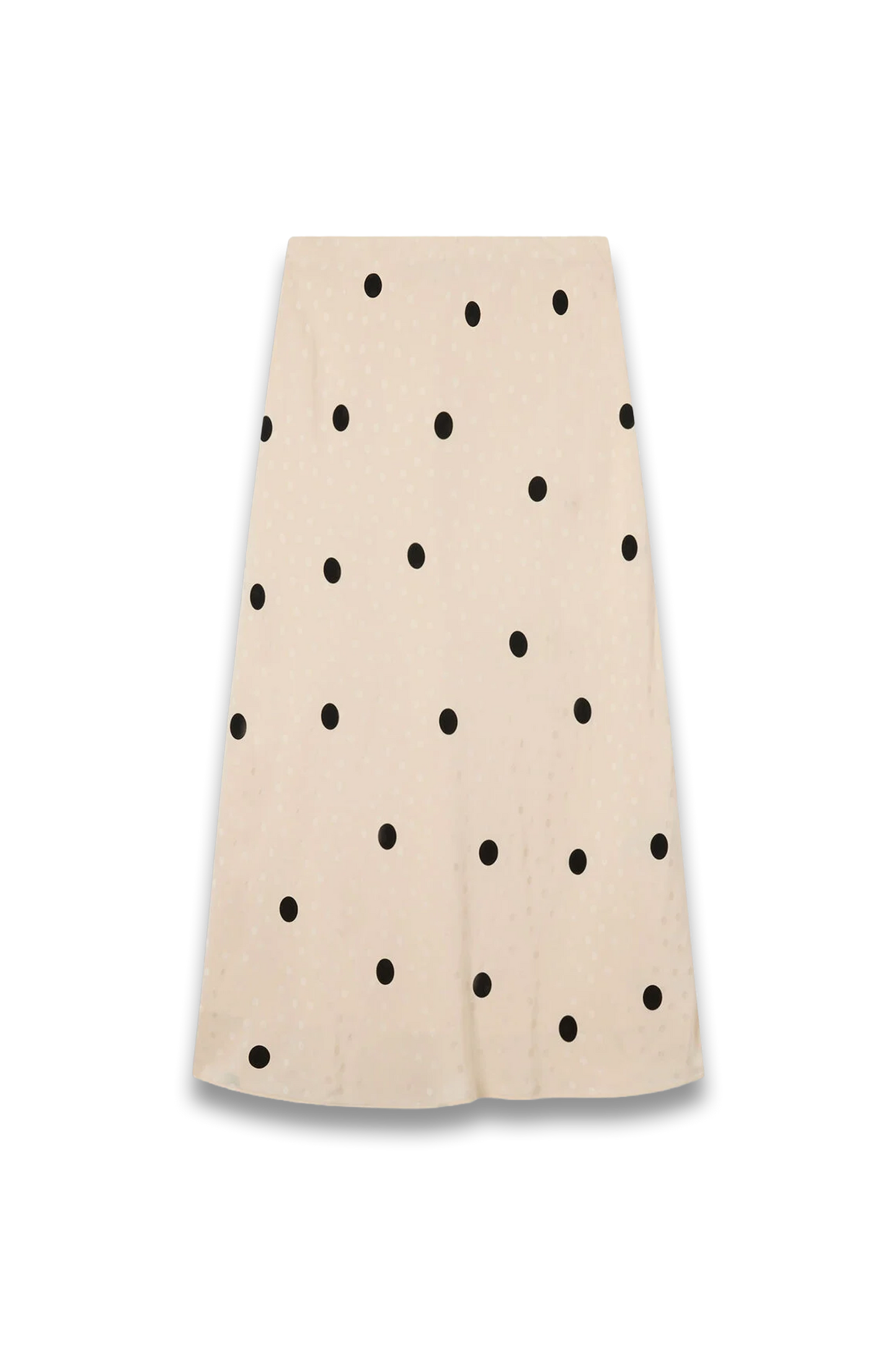 Cream Jacquard Spot Satin Midi Skirt