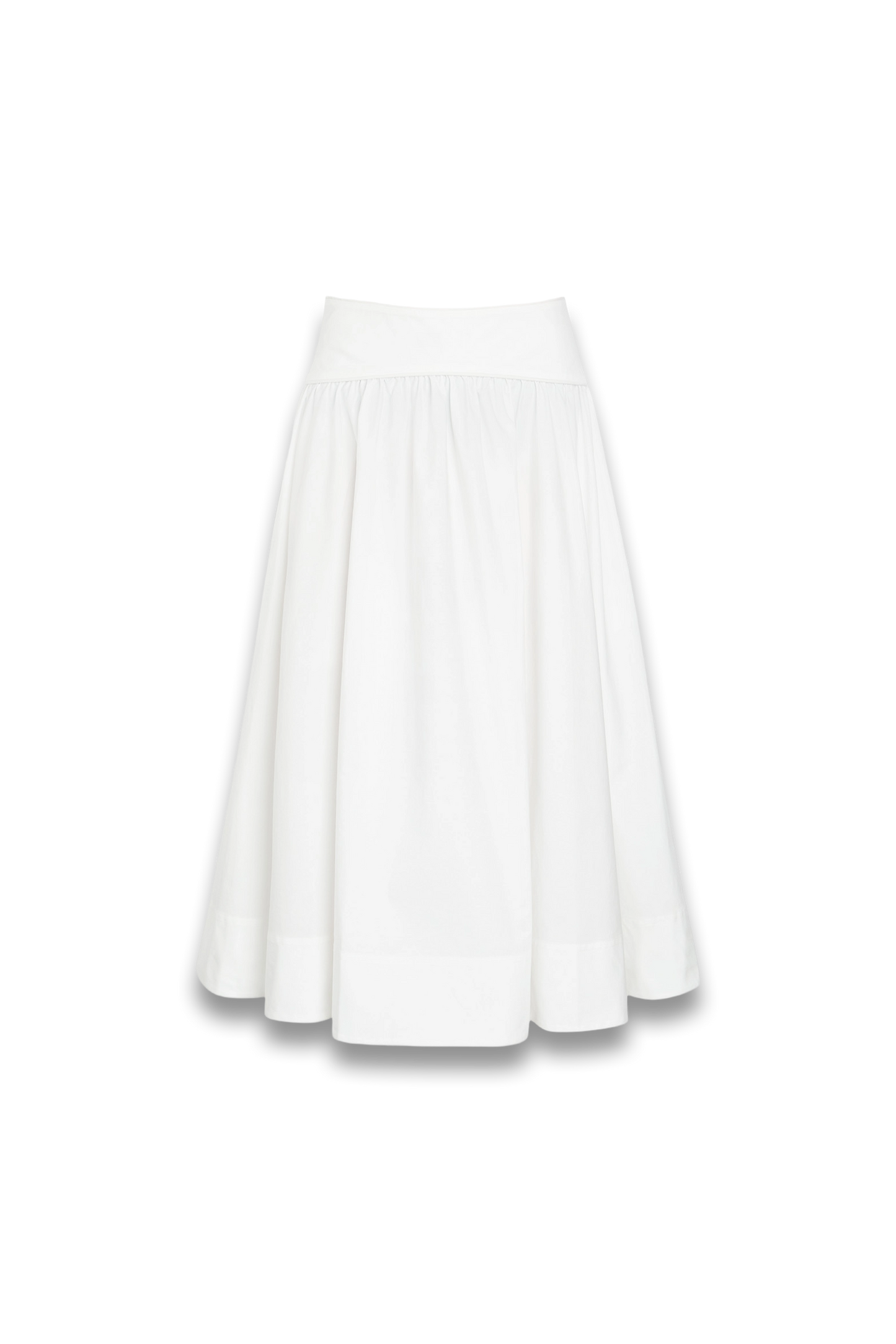 Gathered Cotton-poplin Midi Skirt