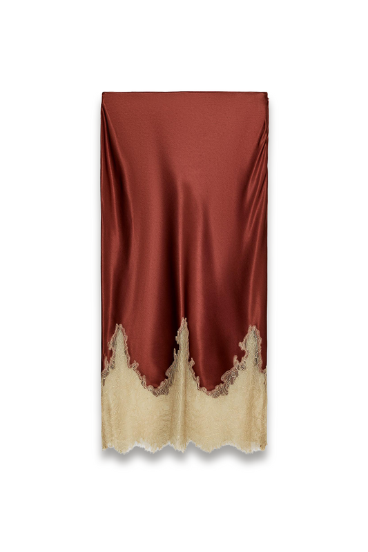 Contrast Lace Satin Skirt