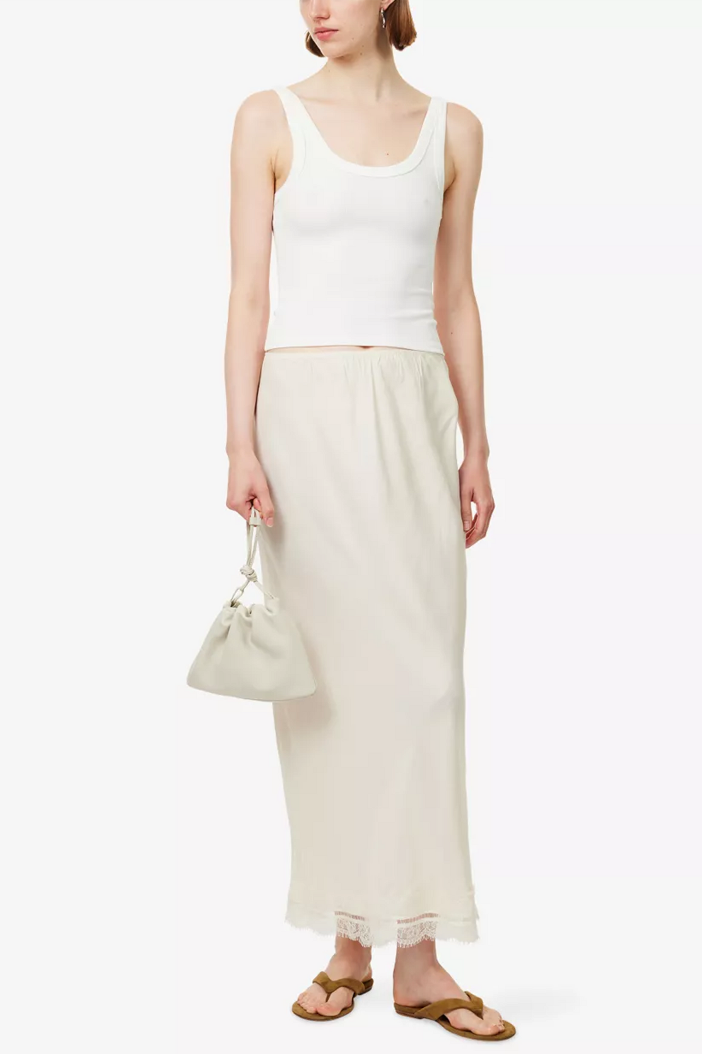 Andrea Lace-trim Woven Midi Skirt