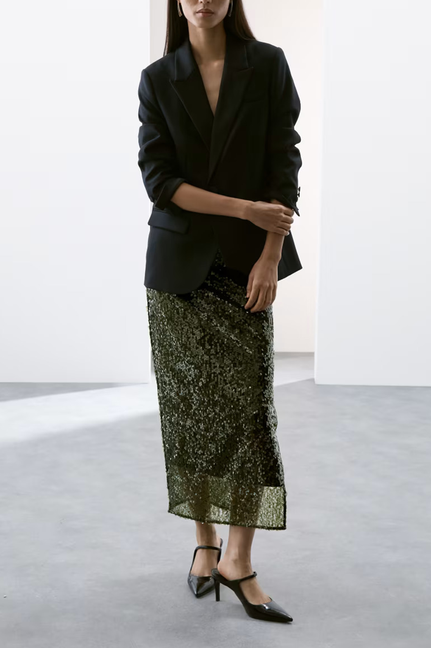 Sequin Midaxi Column Skirt