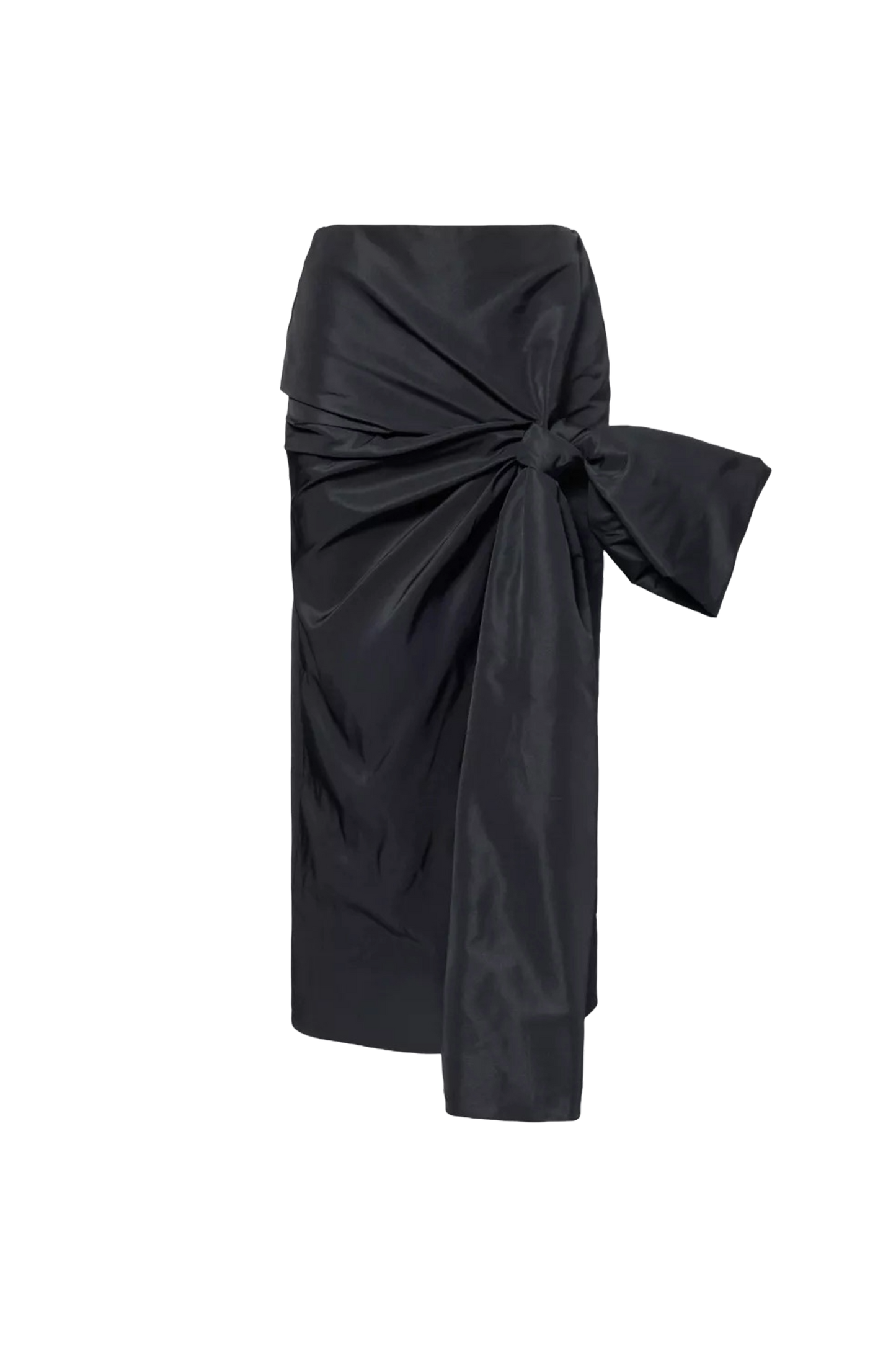 Bow-embellished slim-fit woven midi skirt