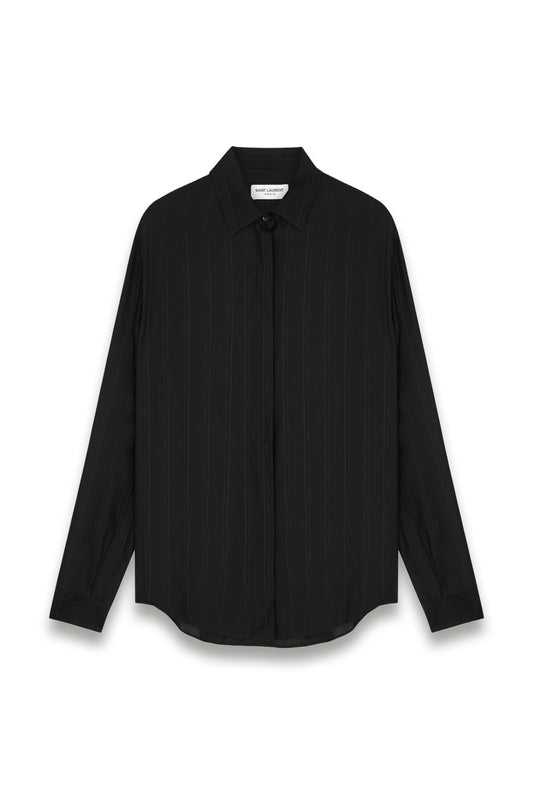 Stripe and Logo-jacquard Silk Shirt