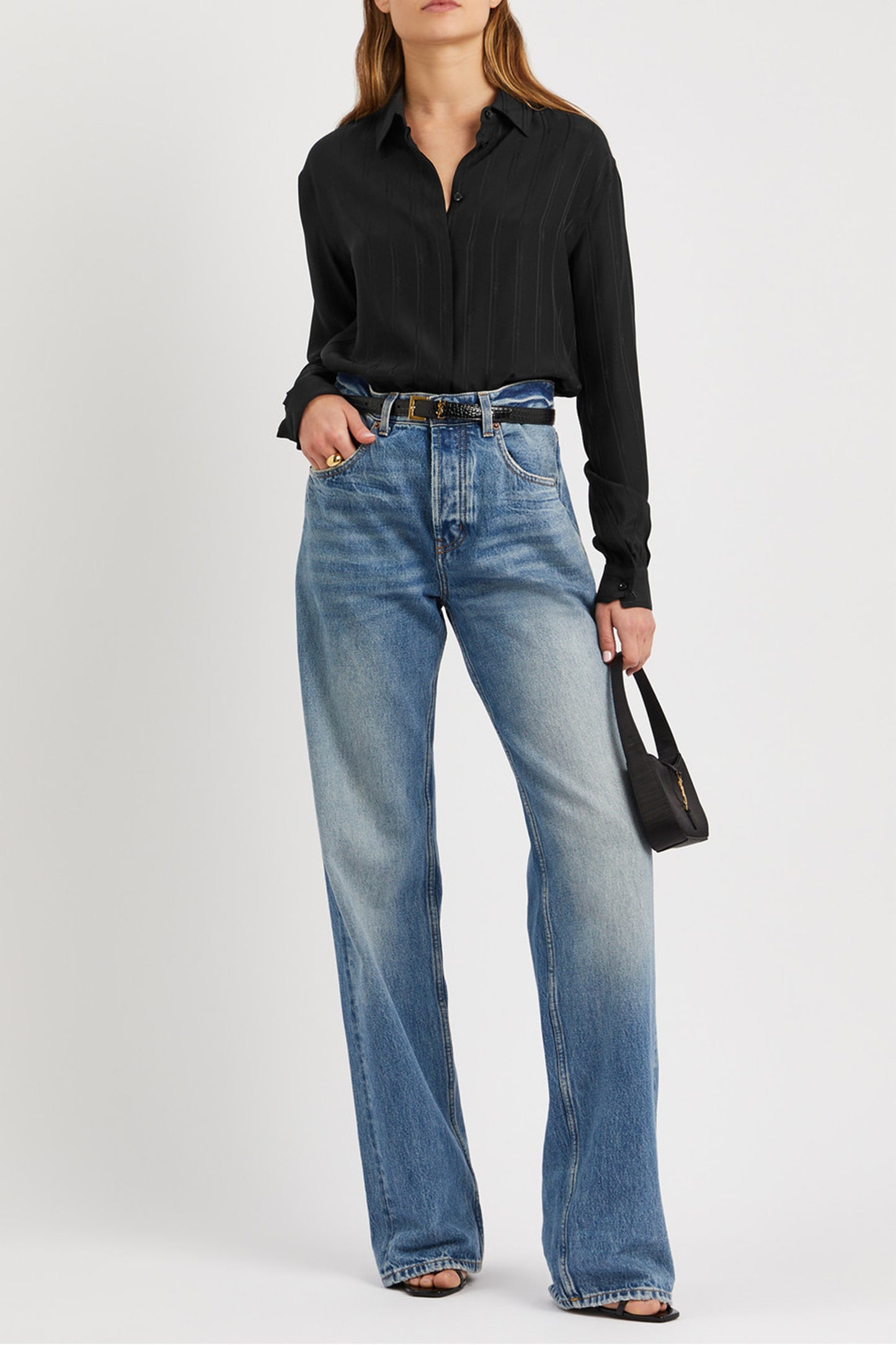 Stripe and Logo-jacquard Silk Shirt