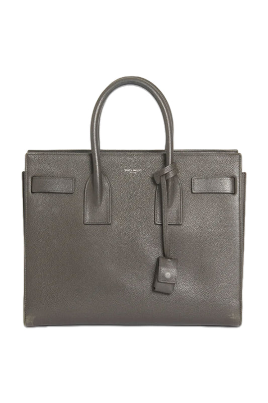 Slate Grey Grained Leather Preowned Small Sac Du Jour Top Handle Bag