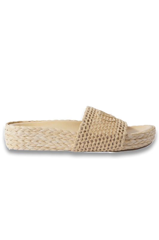 Isla Crocheted Raffia Slides