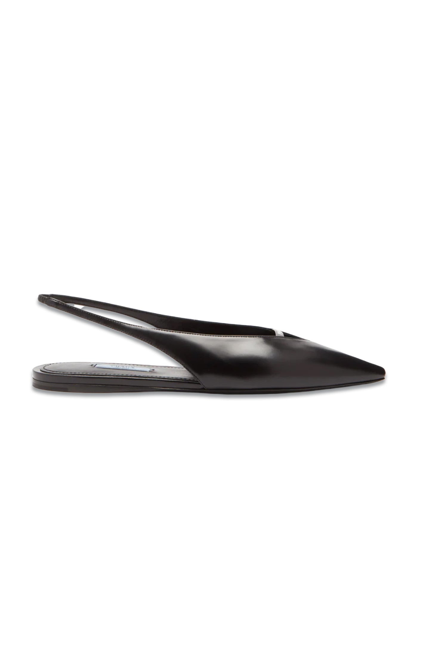 Point-Toe Spazzolato-Leather Slingback Flats