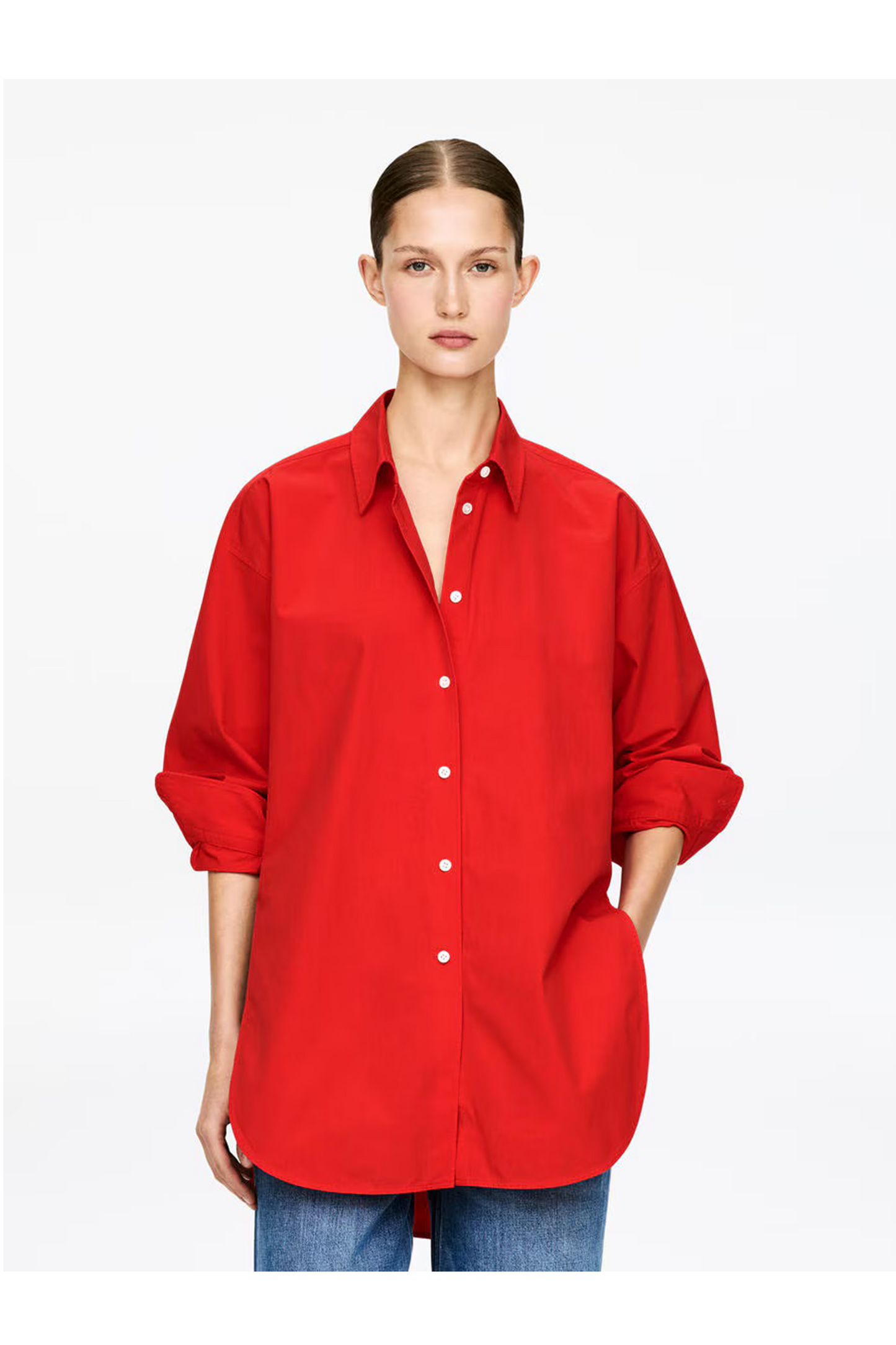 Curved Slit Shirt Top