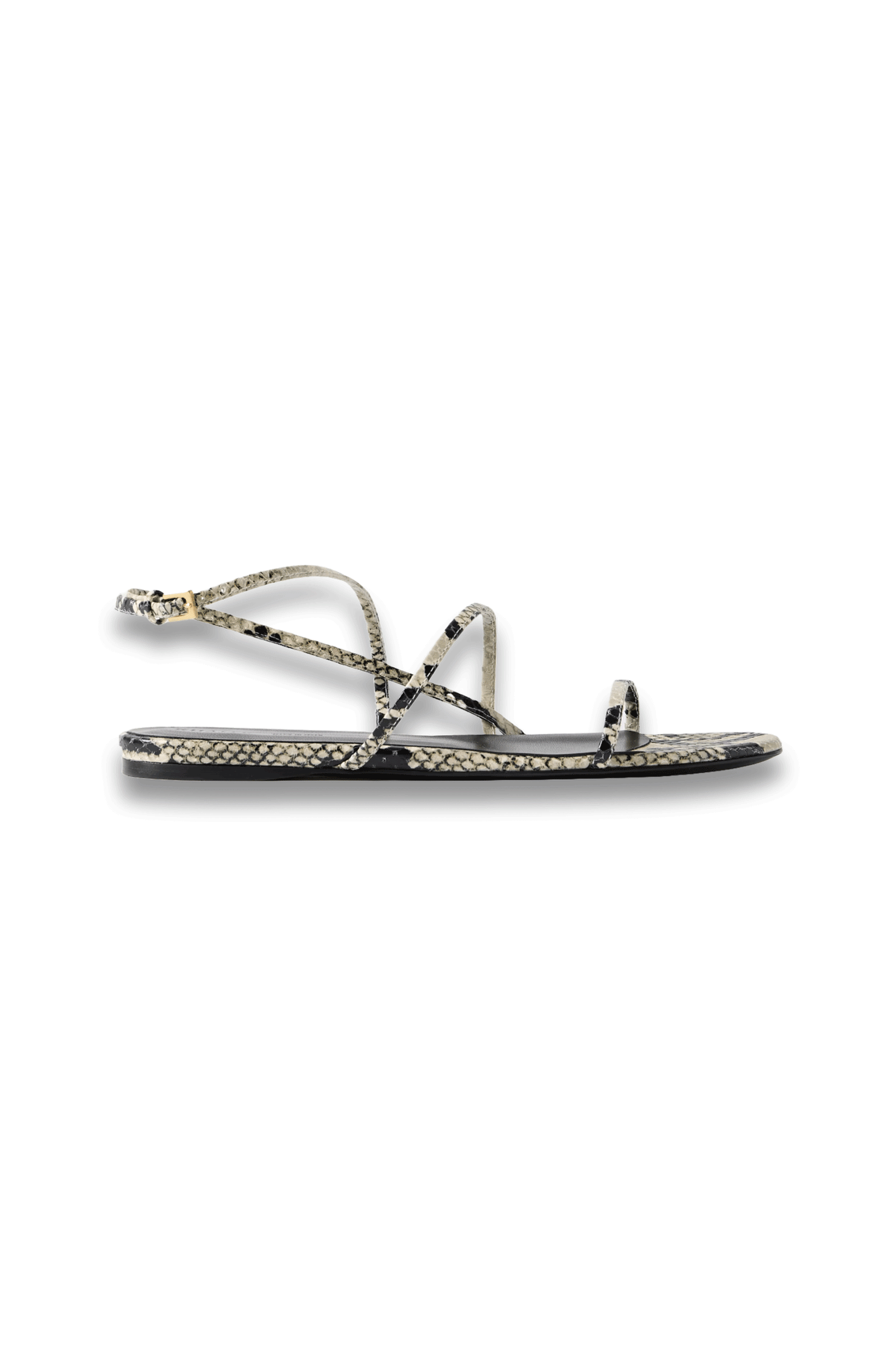 Loop Snake-Effect Flat Leather Sandals