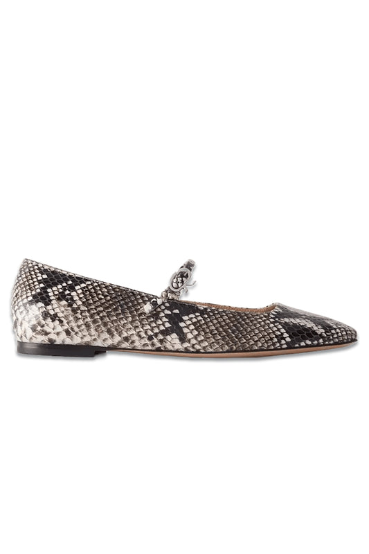 Borneo Snake-effect Leather Mary Jane Flats