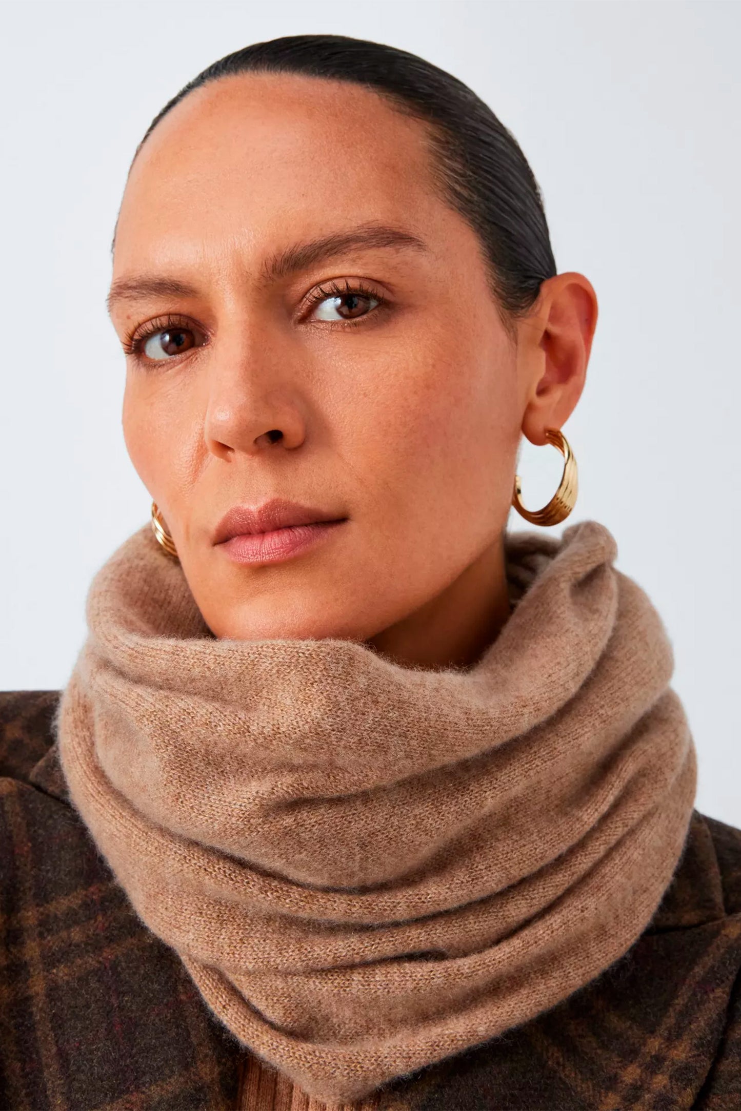 Plain Cashmere Snood, Camel
