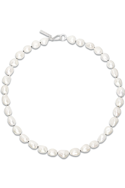White Simple Baroque Pearl Choker