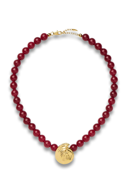 Spiral Gemstone Beaded Pendant Necklace