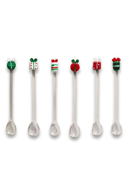 Pack of Christmas Glass Dessert Spoons (PACK OF 6)