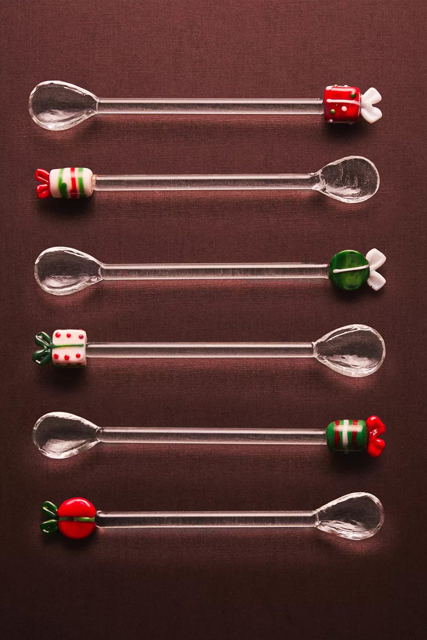 Pack of Christmas Glass Dessert Spoons (PACK OF 6)