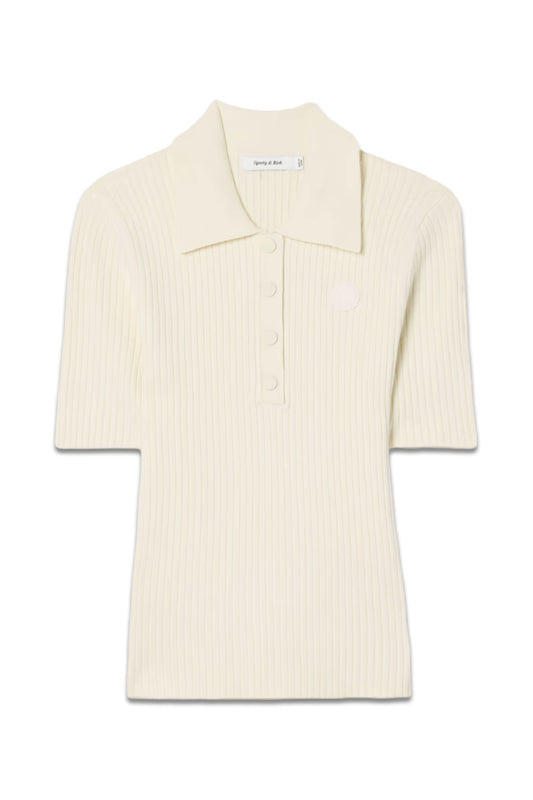 Appliquéd Ribbed-Knit Polo Shirt