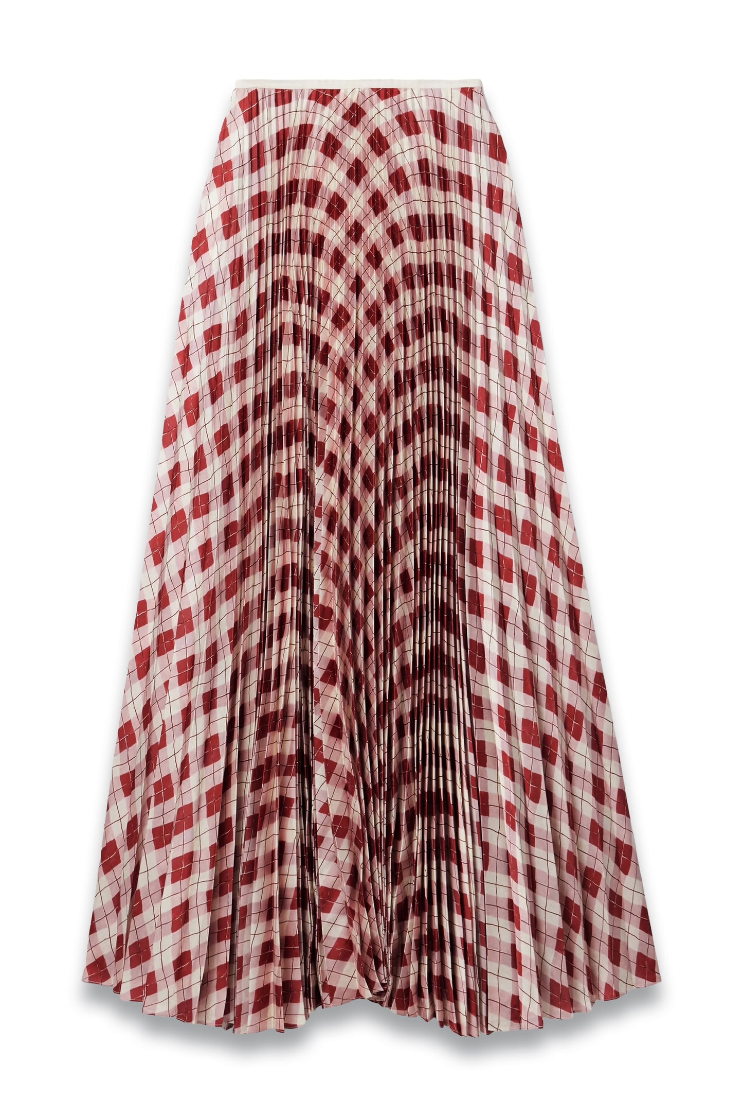 Kate Pleated Checked Satin-twill Maxi Skirt
