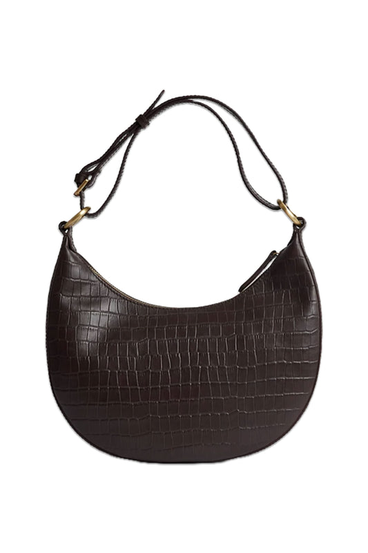 Leather Croc Effect Shoulder Bag