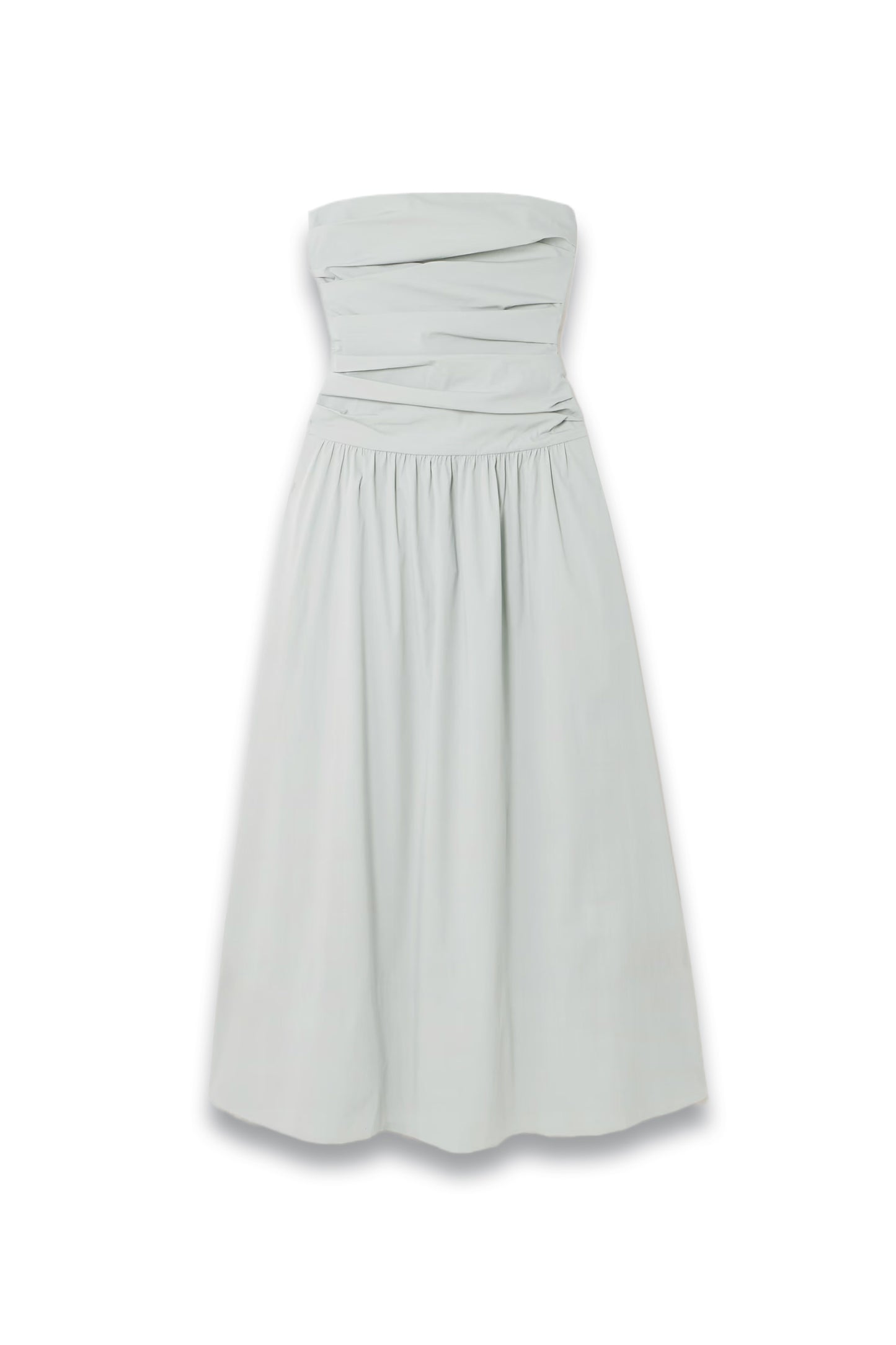 Strapless Tie-Back Crinkled Cotton-Blend Maxi Dress in Silver
