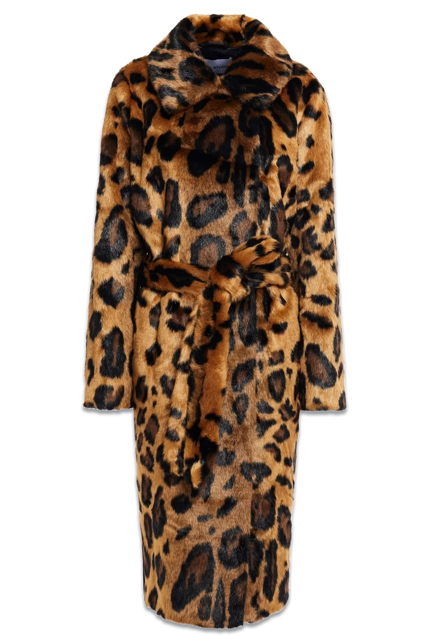 Irina Belted Leopard-print Faux Fur Coat