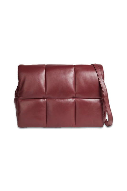Burgundy Quilted Leather Clutch