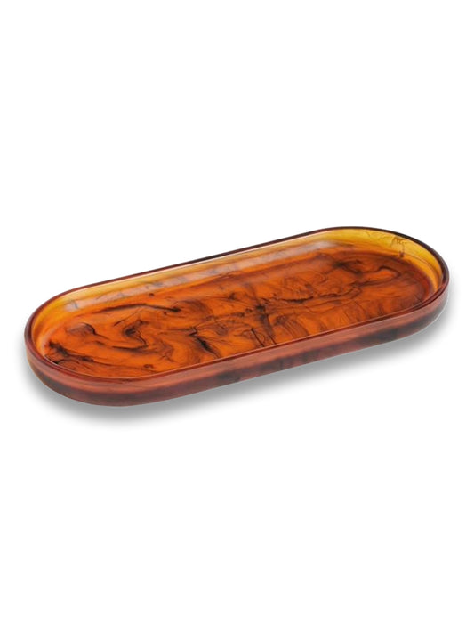 Bathroom Accessory Tray, Brown Amber