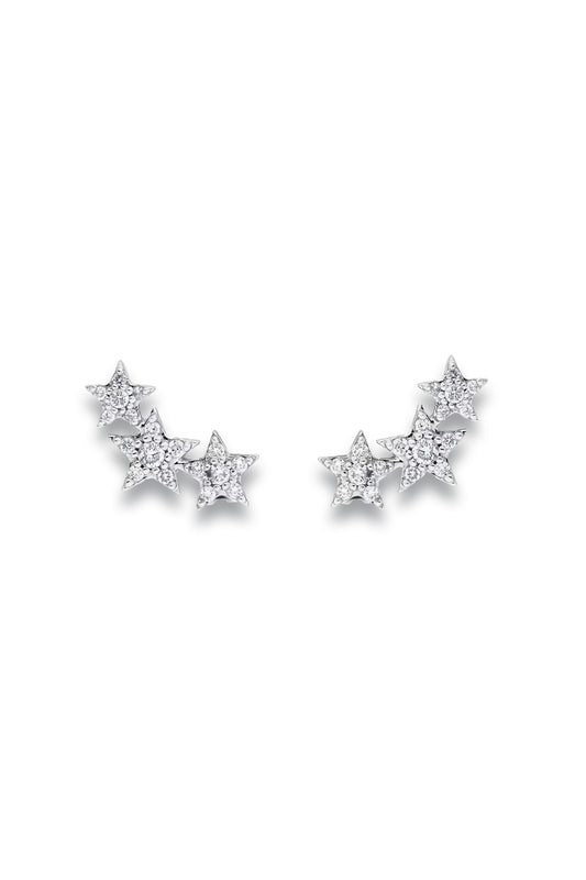 Ear Climbers Earrings Lab Diamond 0.20ct in 925 Sterling Silver
