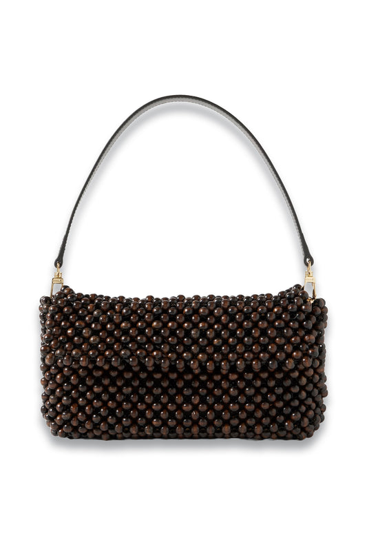 Timmy Leather-trimmed Beaded Mesh Shoulder Bag