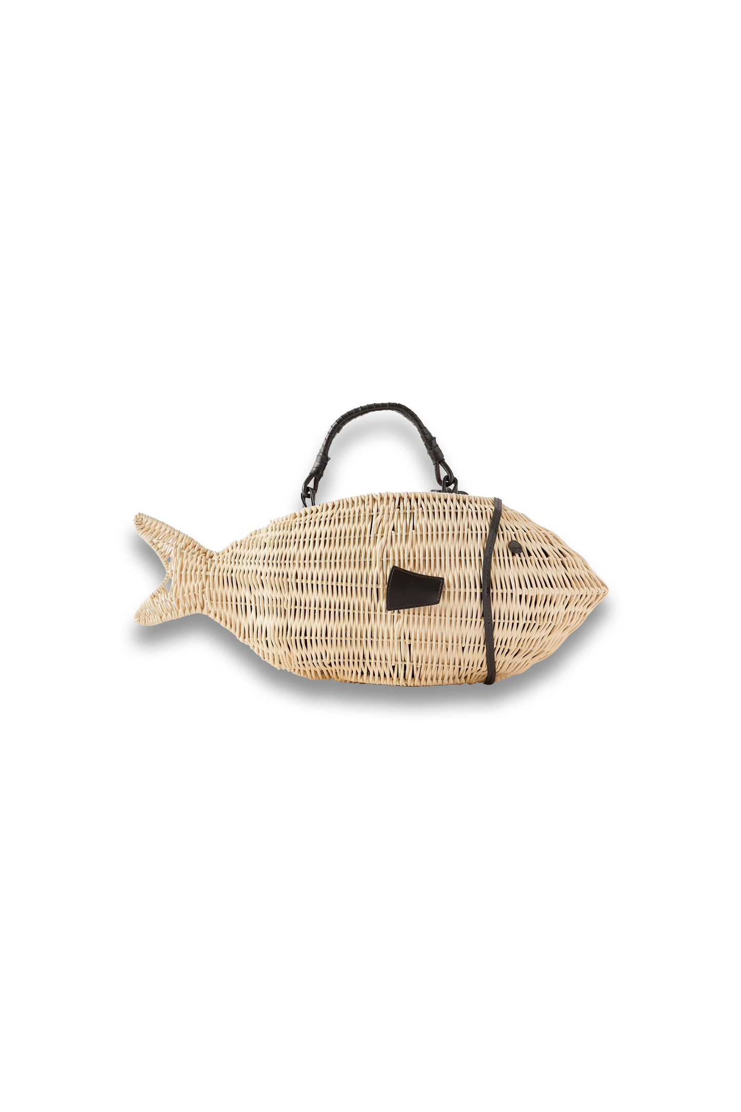 Cleo Fish Mini Leather-trimmed Raffia Tote