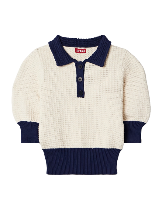 Altea Two-tone Waffle-knit Cotton-blend Polo Shirt