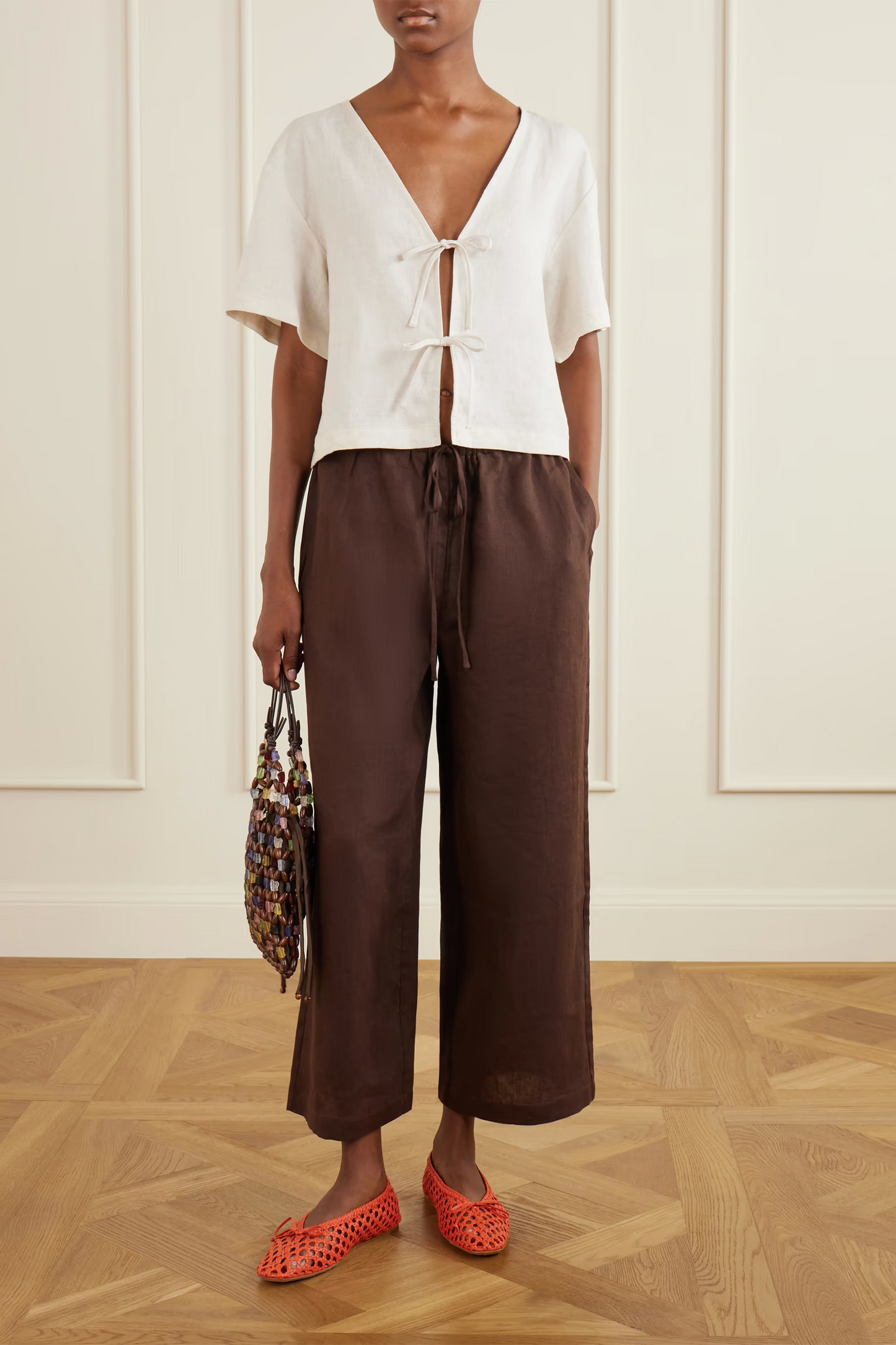 Mateo Linen Mid-rise Wide-leg Pants