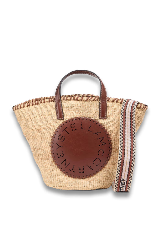 Beige Large Raffia Logo Tote