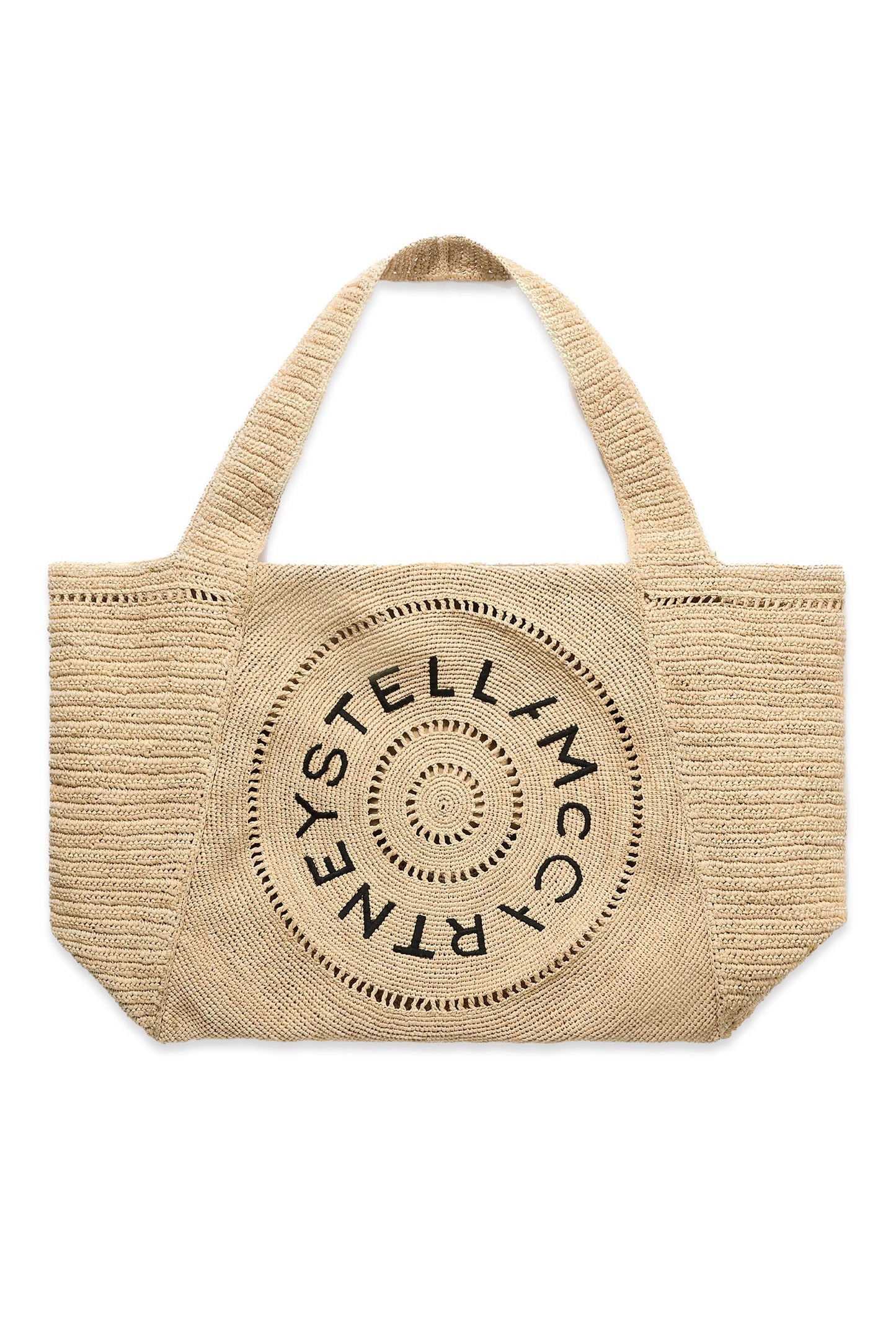 Embroidered Crocheted Raffia Tote