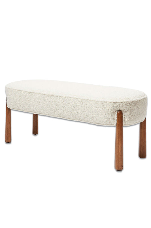Rizado White Faux Sheepskin Boucle Bench