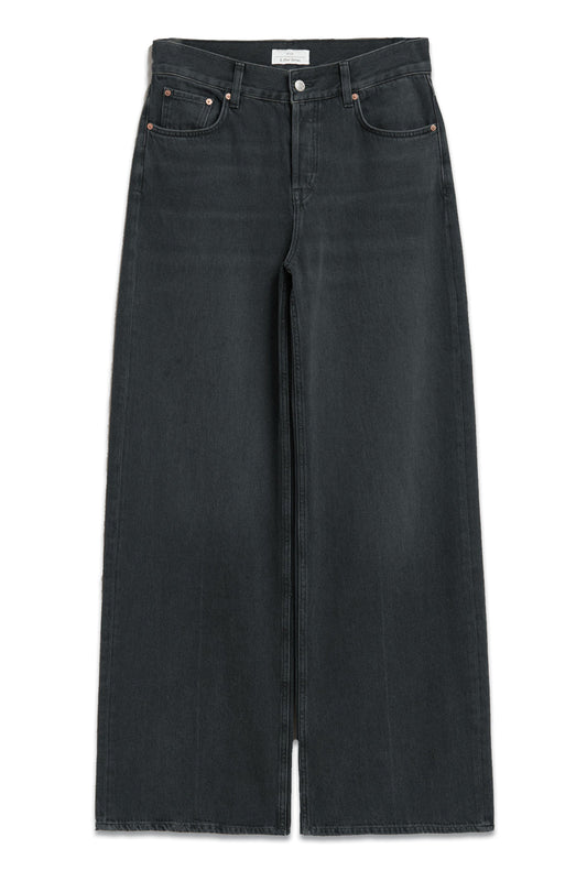 High Waist Wide Leg Jeans In Salt And Pepper Black