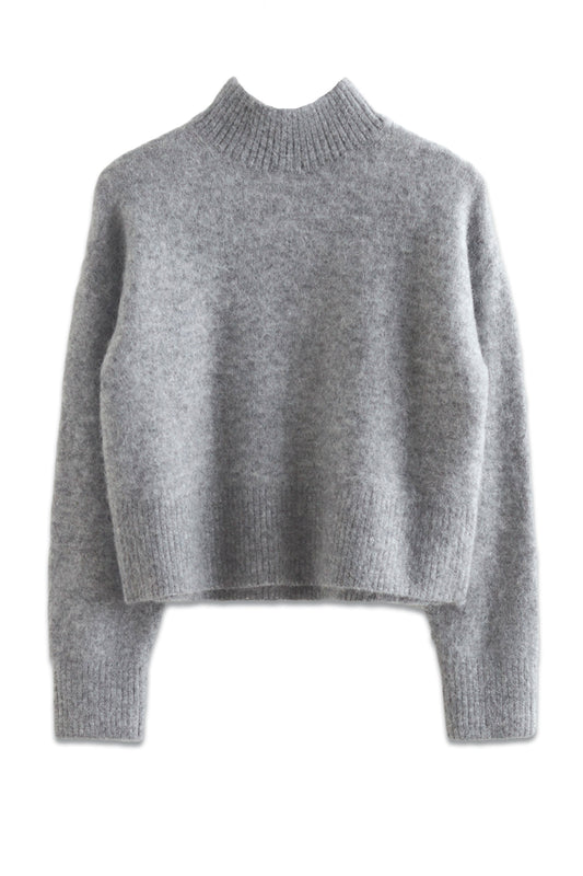 Cropped Mock Neck Knit Jumper