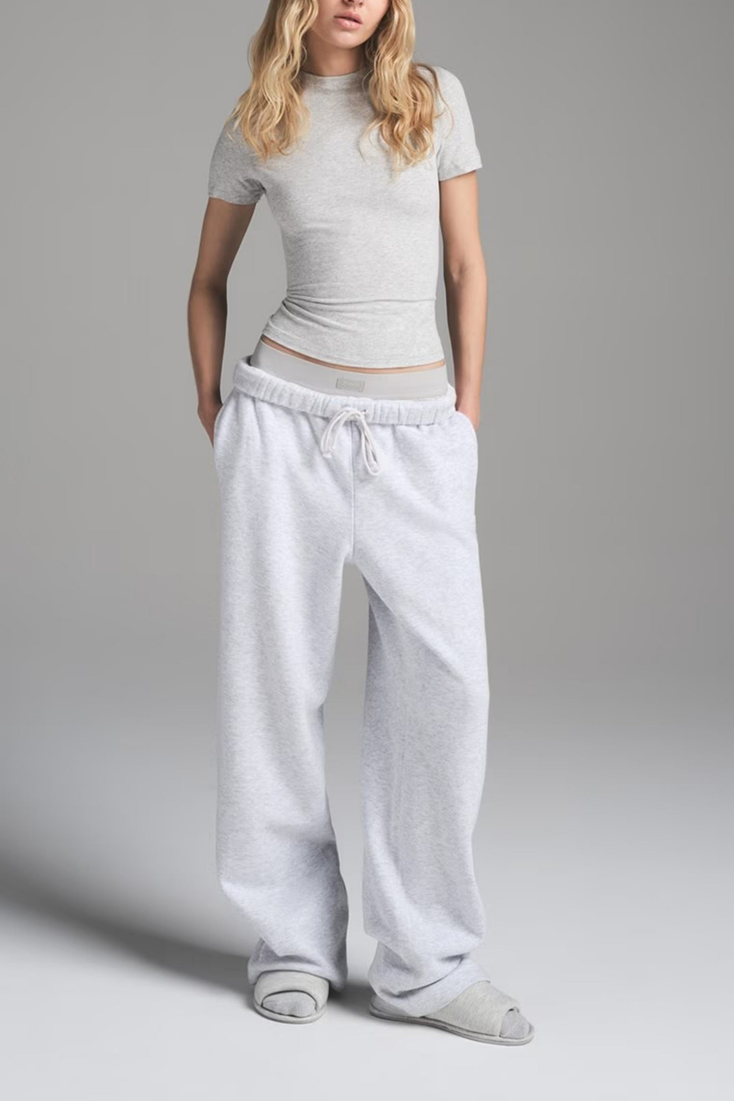 Womens Cotton-fleece Classic Straight-leg Pant
