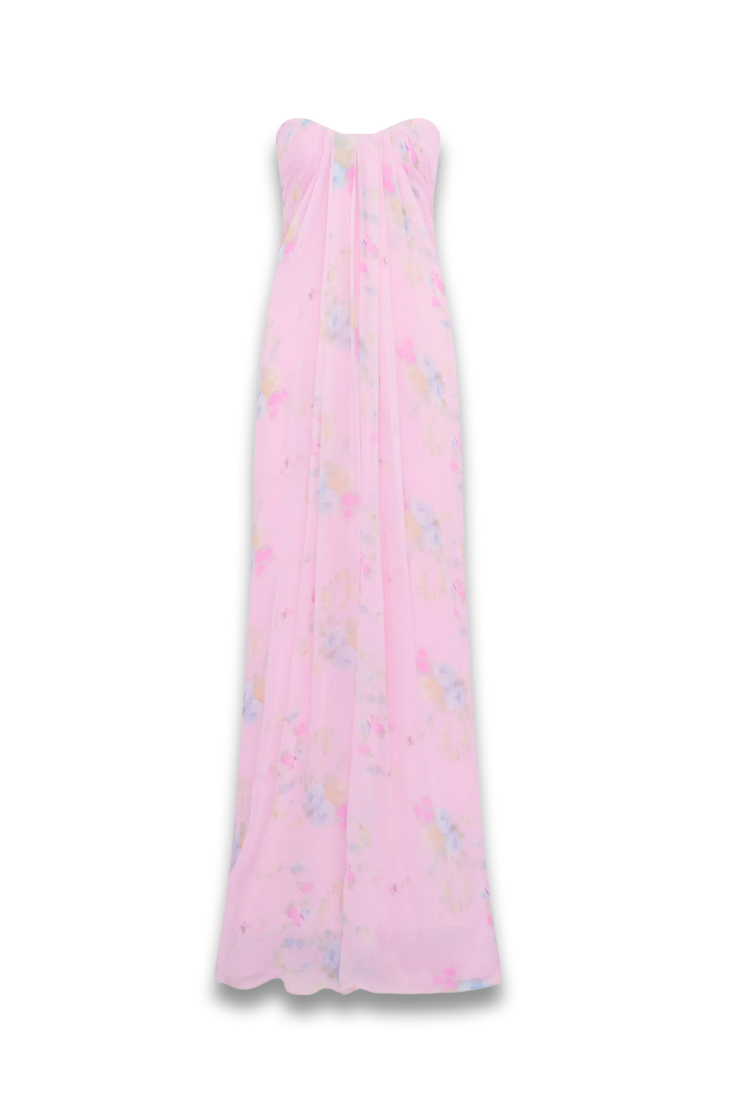 Emara Strapless Floral Chiffon Gown