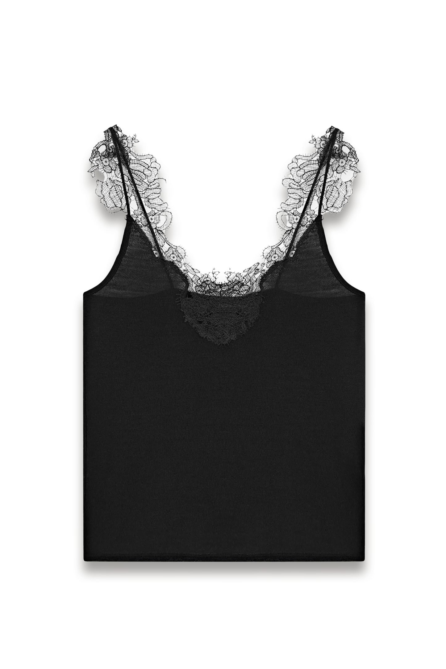 Strappy-knit Top with Lace-trim-detail