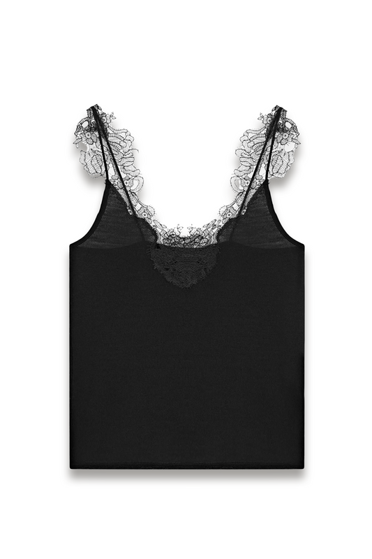 Strappy-knit Top with Lace-trim-detail